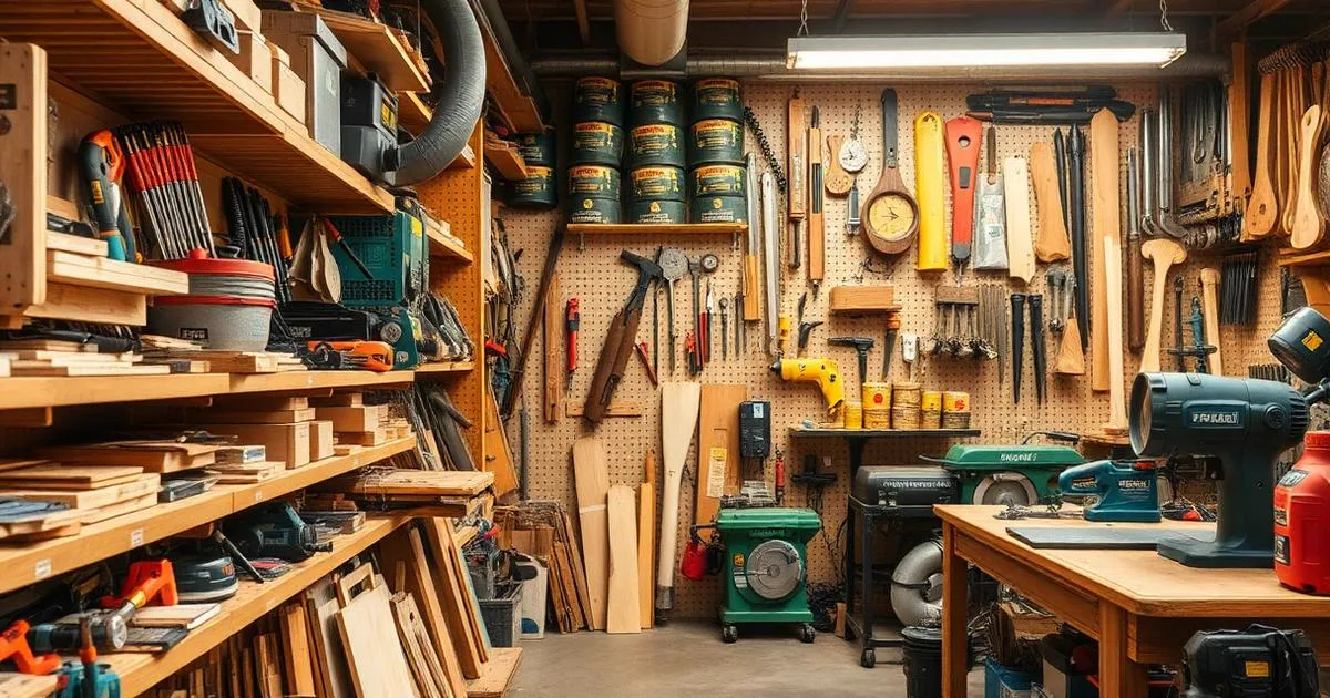 Scaffali di un negozio di ferramenta con utensili e macchine per il legno
