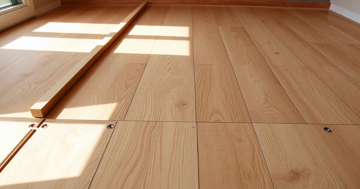 Posa di un parquet in rovere con listelli e distanziatori sul pavimento